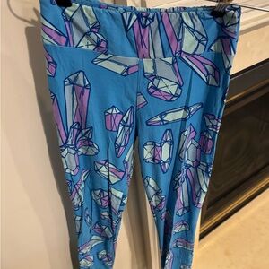 Lularoe women's leggings, blue with crystal print, one size